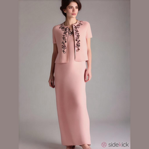 NWT 2PC 90s JESSICA HOWARD LINEN BLEND PINK MAXI DRESS & MATCHING JACKET SZ 24P